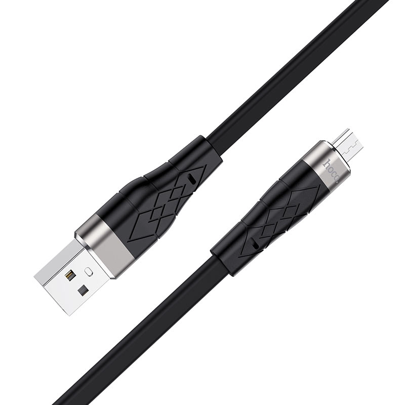 Кабель  MicroUSB  на USB  2.4А, плоский кабель, силиконовый, 1м, (HOCO X53)